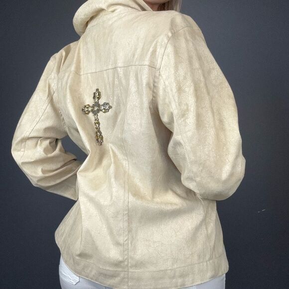 Cross Bedazzled Tan Jacket - Picture 3 of 9